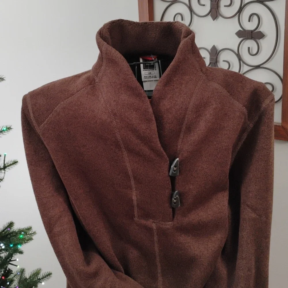 North Face Women's Crescent Ridge Shawl Collar Fleece Pullover Brown Large NWT - Picture 2 of 10